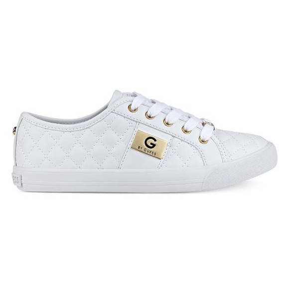 guess white quilted sneakers